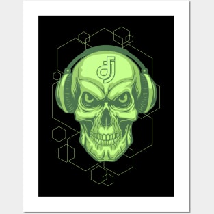 Skull dj headphone Posters and Art